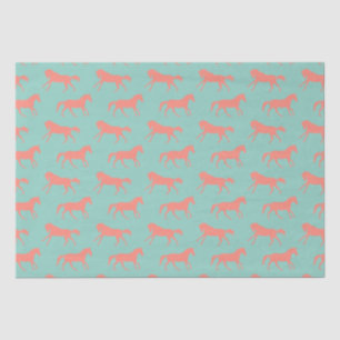 Papel De Seda Patrón de caballos galopantes de coral y de leche
