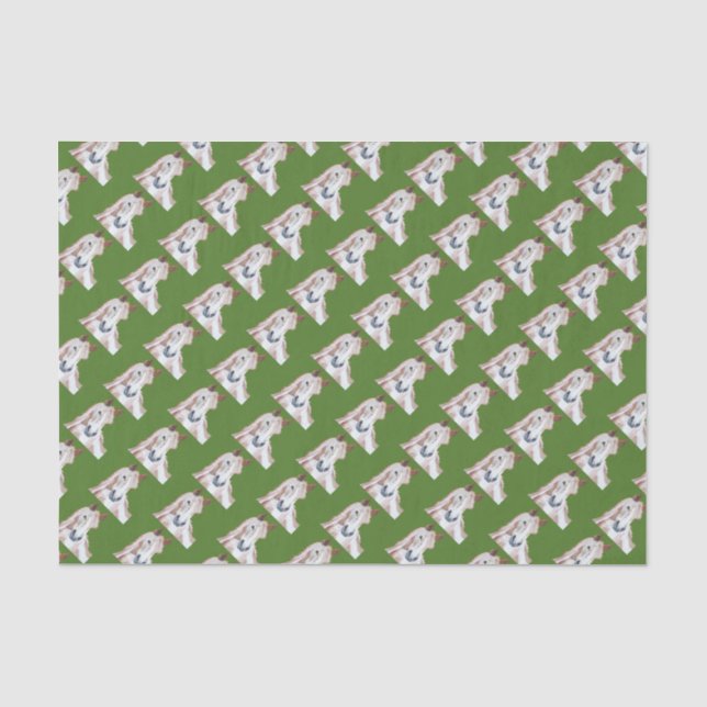 Papel De Seda Patrón de caballos toscados verde de Navidad (Anverso)