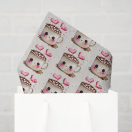 Papel De Seda Patrón de cacao caliente rosa y crema