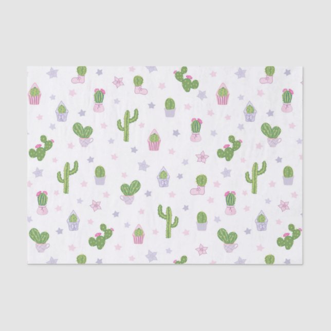 Papel De Seda Patrón de cactus (Anverso)