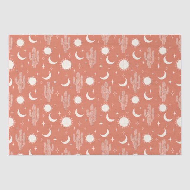 Papel De Seda Patrón de cactus blancos (Anverso)