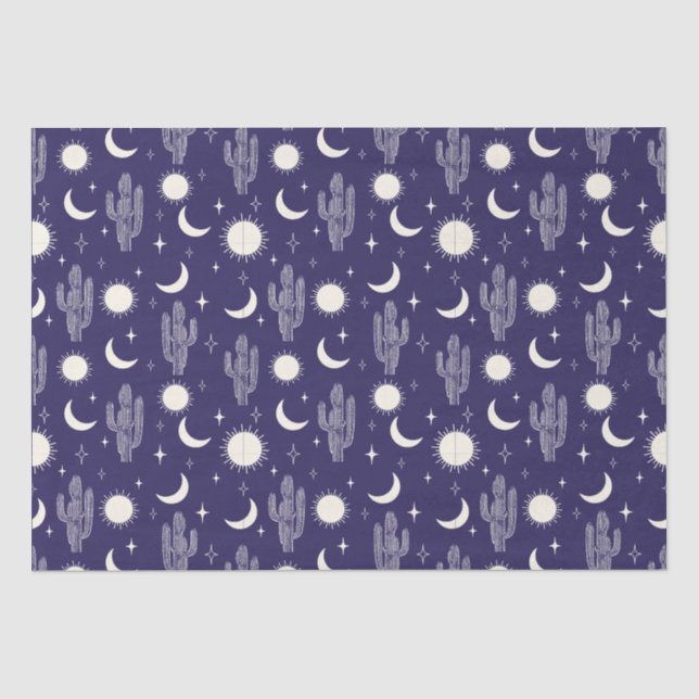 Papel De Seda Patrón de cactus blancos (Anverso)