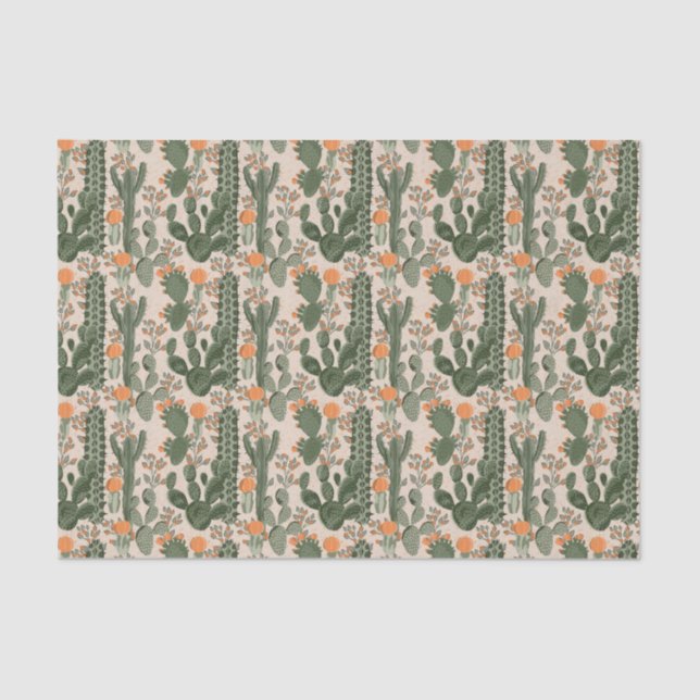 Papel De Seda Patrón de cactus colorido (Anverso)