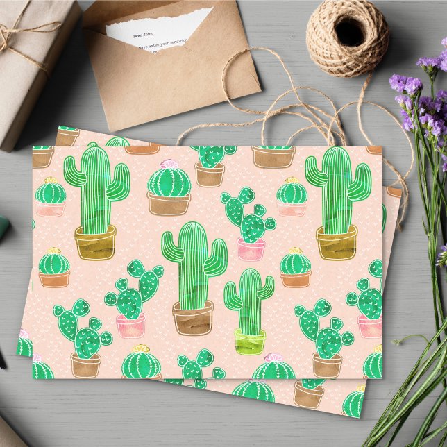 Papel De Seda Patrón de cactus pulido de mano (Cactus Pattern Tissue Paper)