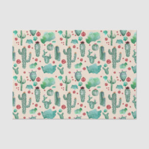 Papel De Seda patrón de cactus y ladybug - fondo beige