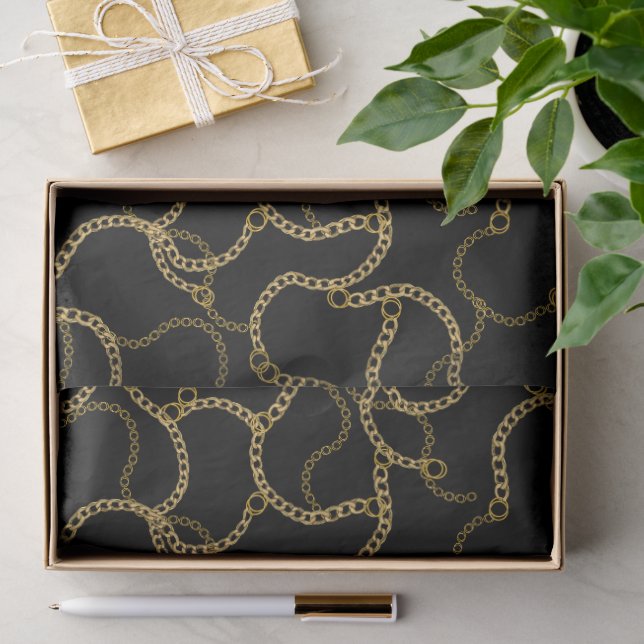 Papel De Seda Patrón de cadenas de oro de estilo urbano (Regalo )