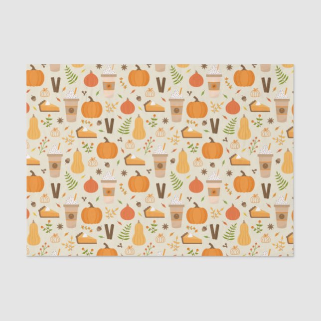 Papel De Seda Patrón de caída del Naranja divertido (Anverso)