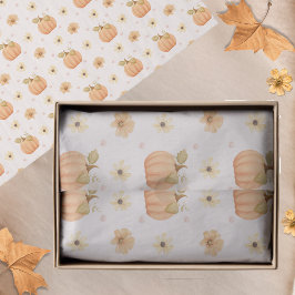 Papel De Seda Patrón de caída floral de calabaza Naranja Pastel 