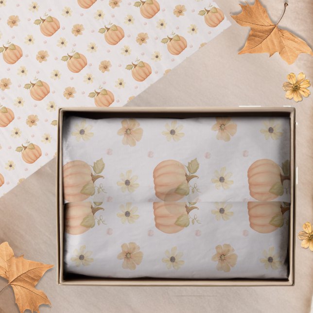 Papel De Seda Patrón de caída floral de calabaza Naranja Pastel  (Subido por el creador)