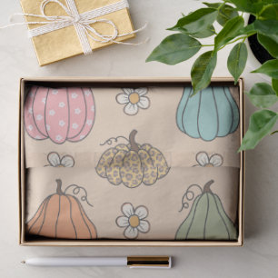 Papel De Seda Patrón de calabaza Beige Neutral colorida