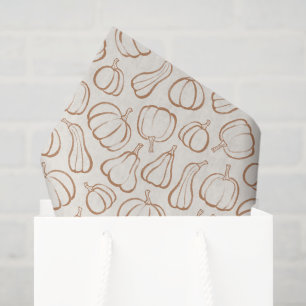 Papel De Seda Patrón de calabaza boho neutral para fiesta de oto