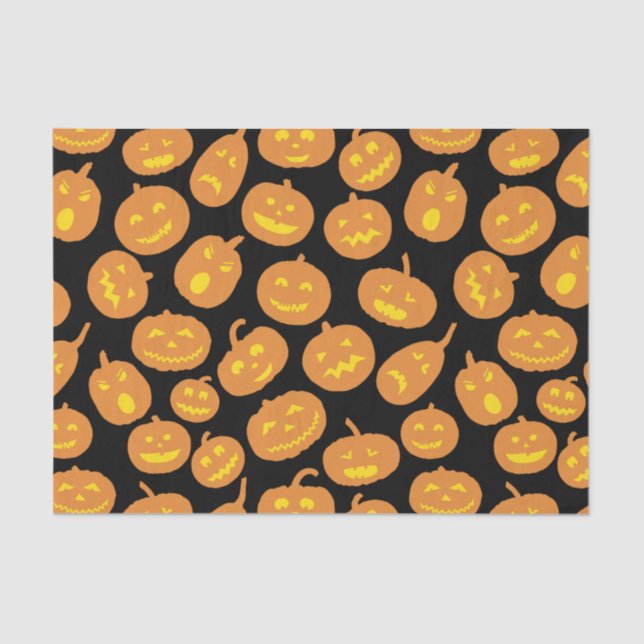 Papel De Seda Patrón de calabaza de Halloween negro y Naranja