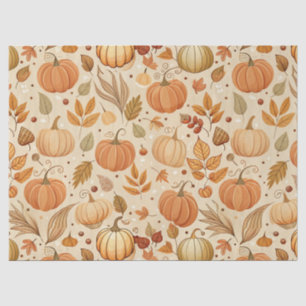 Papel De Seda Patrón de calabaza de vid botánica de otoño