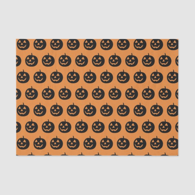 Papel De Seda Patrón de calabaza negra y Naranja (Anverso)