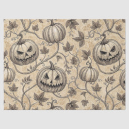 Papel De Seda Patrón de calabaza vintage de Halloween en enredad