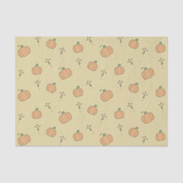 Papel De Seda Patrón de calabaza y flotación de caída (Anverso)