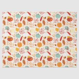 Papel De Seda Patrón de calabazas y hojas de otoño