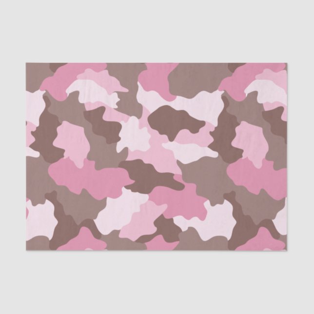 Papel De Seda Patrón de camuflaje rosado de camo girly (Anverso)