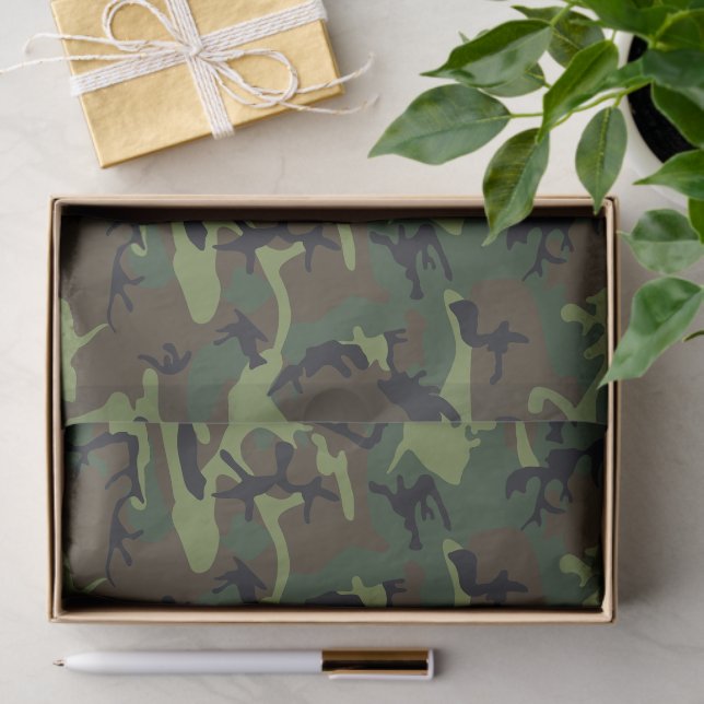 Papel De Seda Patrón de camuflaje verde, patrón militar, ejércit (Regalo )