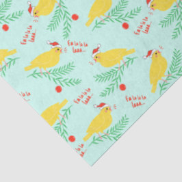 Papel De Seda Patrón de canario cantando en Navidad