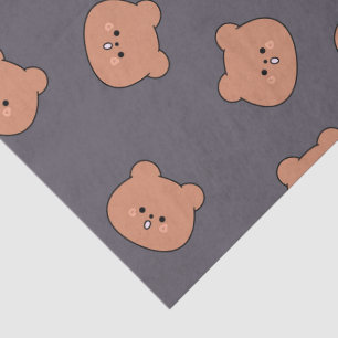 Papel De Seda Patrón de cara de osito de peluche marrón lindo az