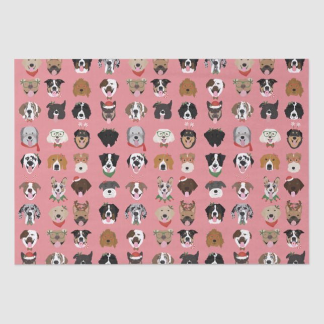 Papel De Seda Patrón de cara de perro de los navidades (Anverso)
