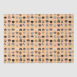 Papel De Seda Patrón de caras de perro de Halloween