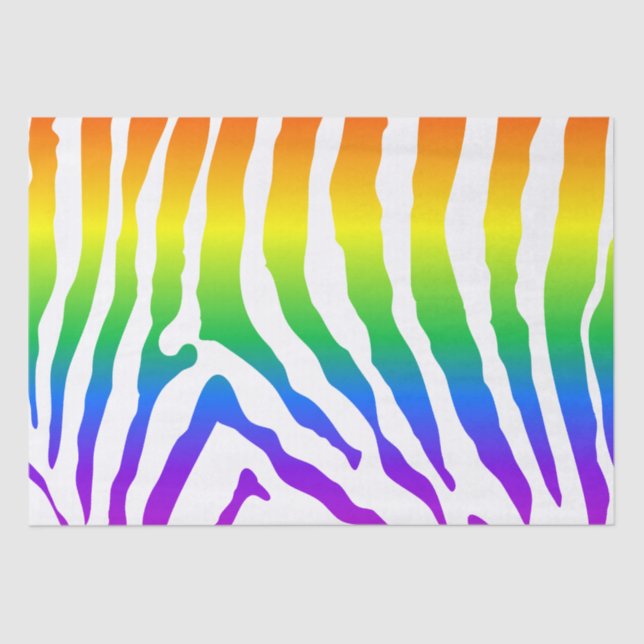 Papel De Seda Patrón de cebra arco iris (Anverso)