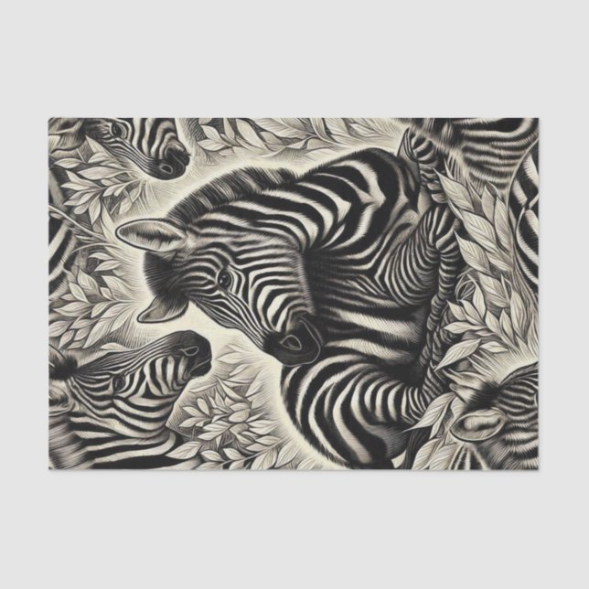 Papel De Seda Patrón de cebra de época (Anverso)