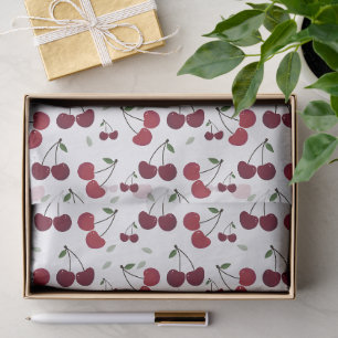 Papel De Seda Patrón de Cereza Rojo Oscuro