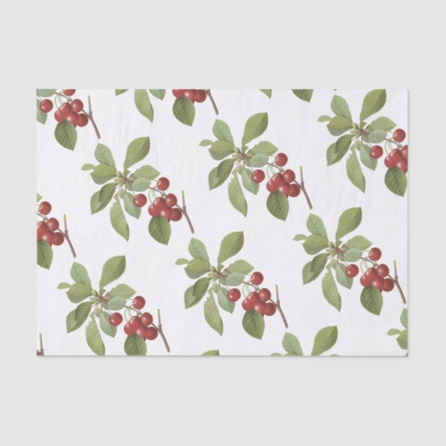 Papel De Seda Patrón de cerezas (Anverso)