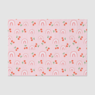 Papel De Seda Patrón de cerezas de arcoiris rosa