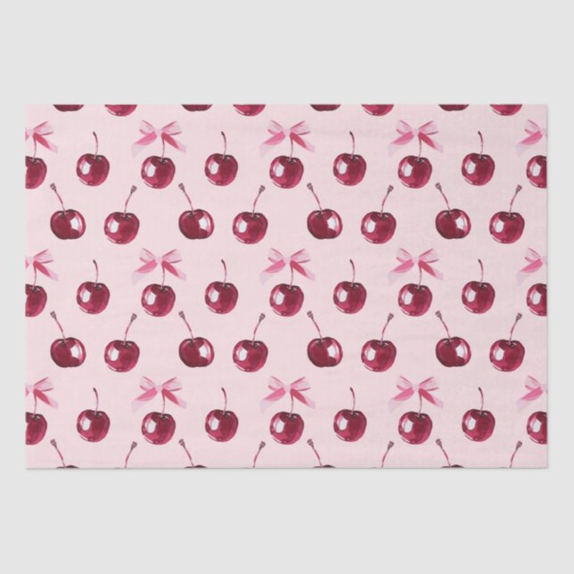 Papel De Seda Patrón de cerezas de Coquette (Anverso)