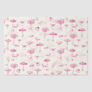 Papel De Seda Patrón de champiñón blanco rosado de la vena botán