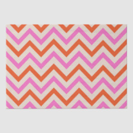 Papel De Seda Patrón de Chevron en zigzag rosa y naranja