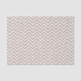 Papel De Seda Patrón de Chevron Zigzag Ondulado Beige y Blanco