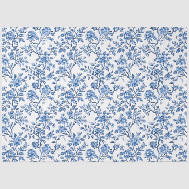Papel De Seda Patrón de Chinoiserie Azul (Anverso)