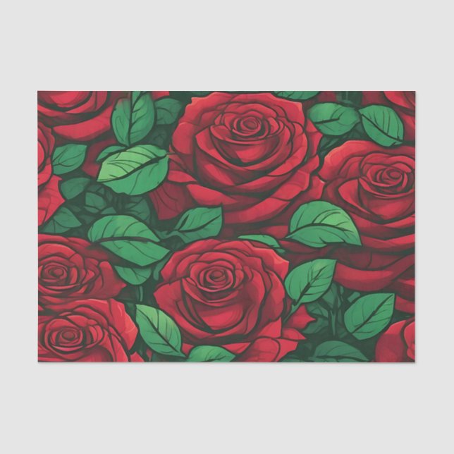 Papel De Seda Patrón de cierre de rosa roja (Anverso)