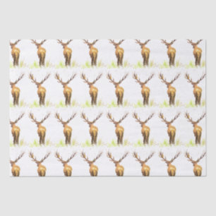 Papel De Seda Patrón de ciervo acuarela Navidades rusos marrón