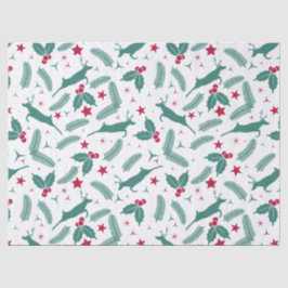 Papel De Seda Patrón de ciervos y honras de Navidades verdes