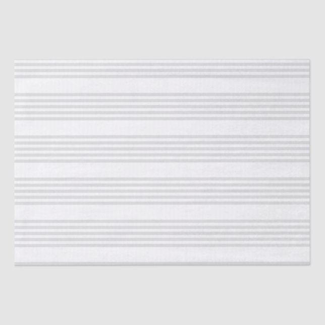 Papel De Seda Patrón de cinco rayas gris claro y blanco (Anverso)