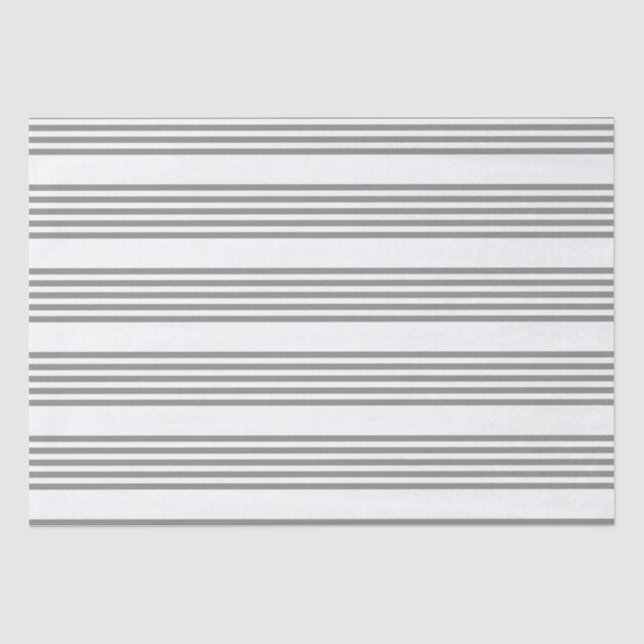 Papel De Seda Patrón de cinco rayas gris y blanco (Anverso)