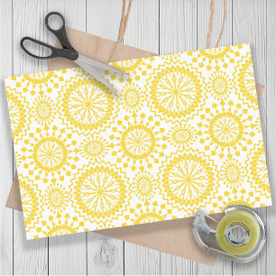 Papel De Seda Patrón de círculo blanco amarillo rústico