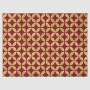 Papel De Seda Patrón de círculo geométrico dorado sobre rojo