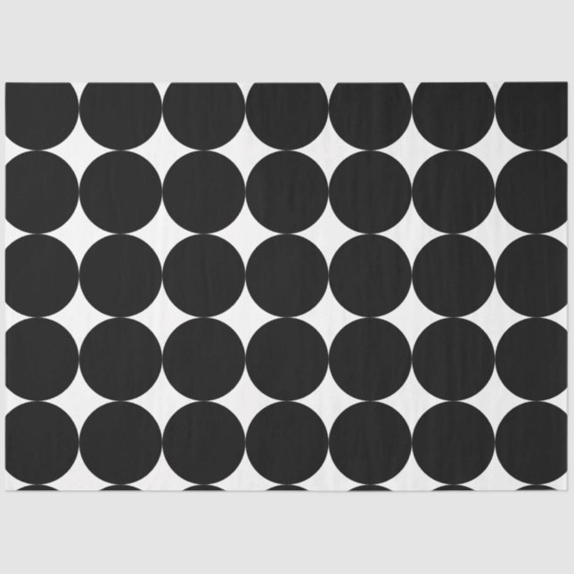 Papel De Seda Patrón de círculo geométrico retro blanco negro (Anverso)