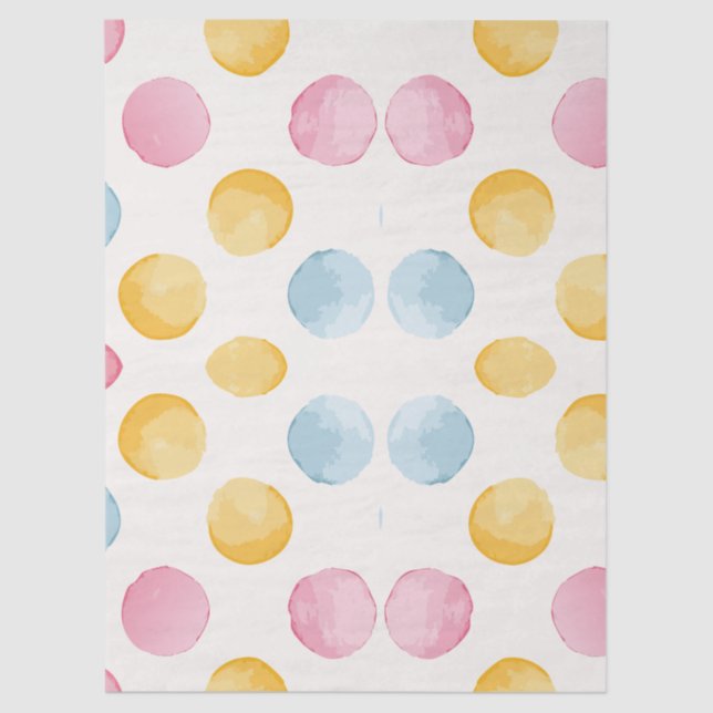 Papel De Seda Patrón de círculo moderno amarillo, rosa y azul (Anverso)