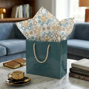Papel De Seda Patrón de Círculos Beige Marrón Gris Turquesa Clar