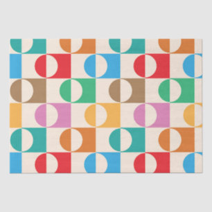 Papel De Seda Patrón de círculos coloridos de mediados de siglo 