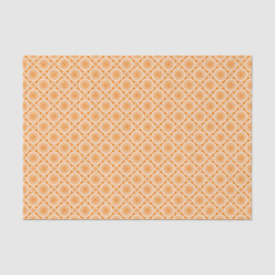 Papel De Seda Patrón de Círculos Geométricos Naranja y Blanco