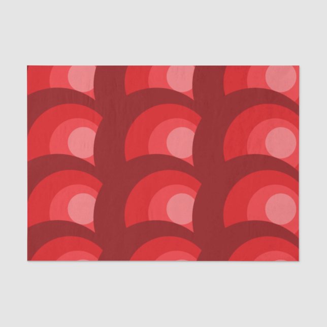 Papel De Seda Patrón de círculos rojos retro (Anverso)